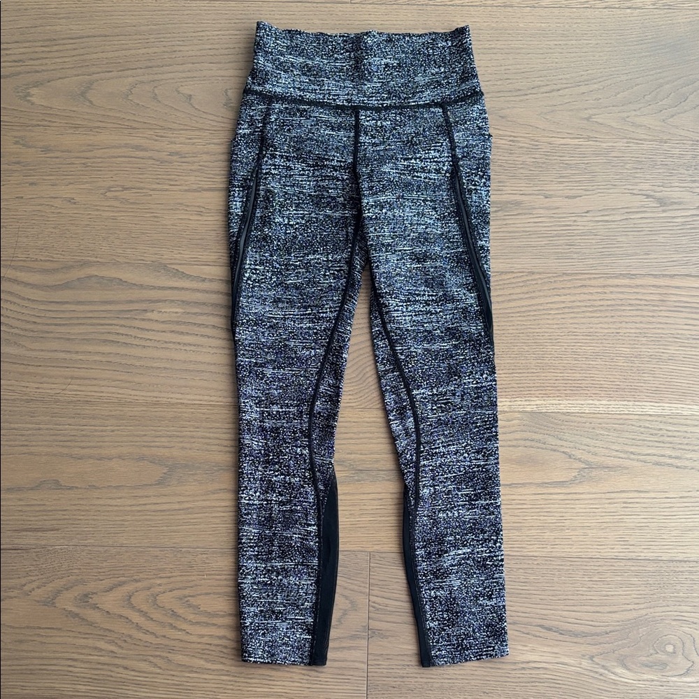 lululemon athletica Black & White Heathered Leggings with Side Panels